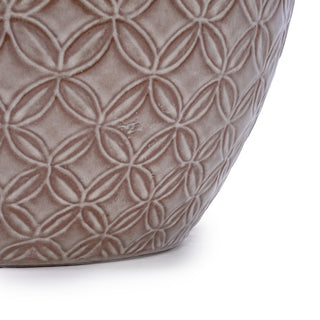 Sunvega Handmade Ceramic Flower Pot Set of Three Graduated Sizes with Floral Embossed Pattern