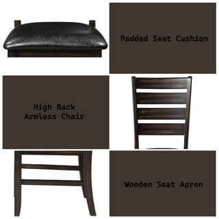 Sunvega Tufted Black PU Upholstered Wood Bench with Espresso Finish