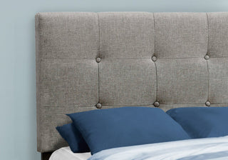 Sunvega Twin Size Upholstered Bed Frame in Grey Linen Look for Youth Bedroom