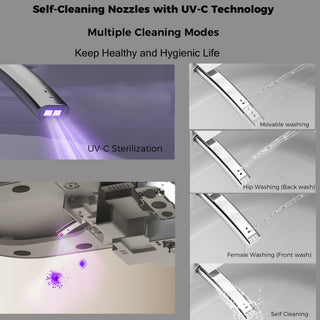 Sunvega Smart Toilet with Bidet Auto Open Close Seat Foot Sensor LED Night Light