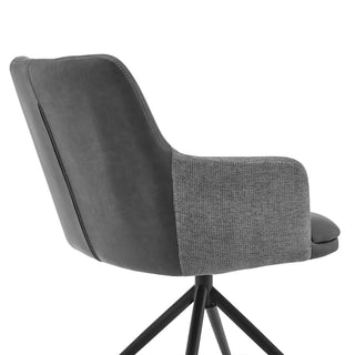 Sunvega Modern Faux Leather and Fabric Metal Swivel Dining Chairs Set of 2
