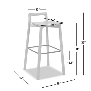 Sunvega 26.5 Inch Modern Minimalist Low Back Wood Counter Stool in Dark Brown Walnut