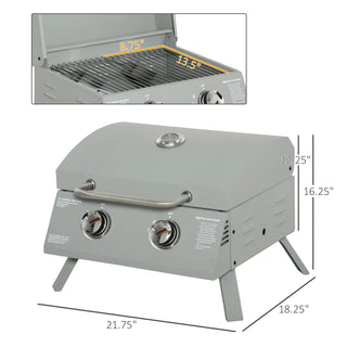 Sunvega 2 Burner Portable Gas BBQ Grill with Lid Thermometer and Foldable Legs