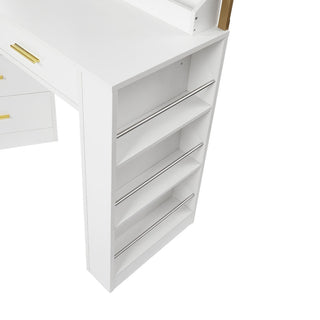Sunvega Modern White 8-Drawer Dresser with Golden Handles for Bedroom Storage