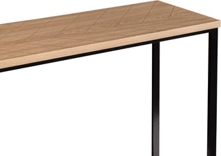 Sunvega Coastal Modern Console Table with Natural Wood Top and Black Metal Legs