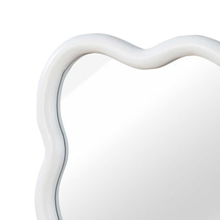 Sunvega Wavy Rectangle Solid Wood Frame Decorative Mirror with Clear Reflection for Bedroom