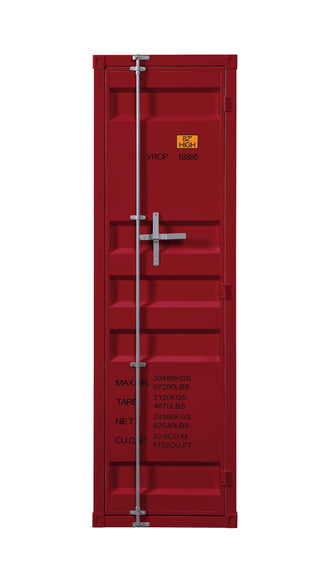 Sunvega Red 1-Door Wardrobe with Container Lock and Metal Shelf