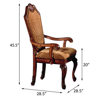Sunvega Traditional Tan Fabric Arm Chairs with Wooden Queen Anne Legs (Set of 2)