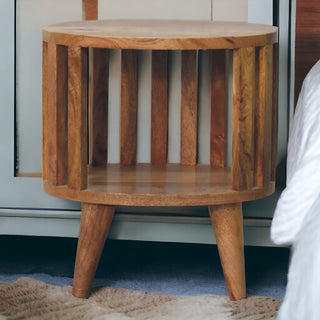 Sunvega Ariella Solid Mango Wood Single Shelf Nightstand with Contemporary Japanese Design