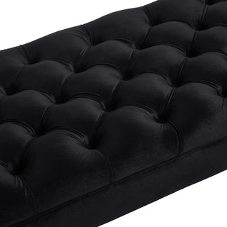 Sunvega Upholstered Tufted Velvet Bench with Wooden Legs for Bedroom or Living Room