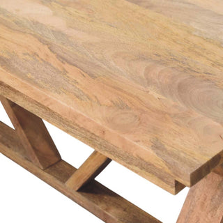 Sunvega Solid Wood Treston Dining Table with Broad Tabletop and Trestle Base