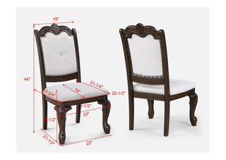 Sunvega Traditional Style Arm Chairs with Luxurious Beige Upholstery and Rich Coffee Brown Finish
