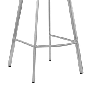 Sunvega White Faux Leather and Brushed Stainless Steel Swivel Bar Stool