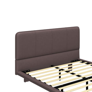 Sunvega Floating Bed Frame with Modern PU Leather Upholstery and Remote LED Lights Queen Size