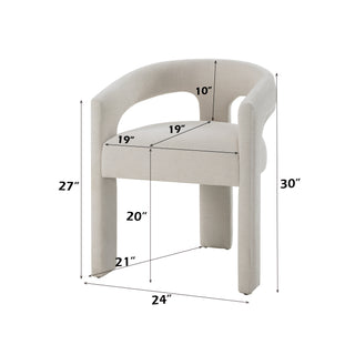 Sunvega White Chenille Upholstered Side Chair with Foam Seat (Set of 2)