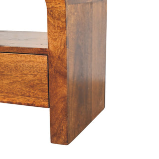 Sunvega Handcrafted Solid Mango Wood Chestnut Nightstand with Drawer and Shelf