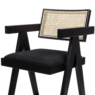 Sunvega Milan Modern Resin Webbing Back Bar Stool with Arms Set of 3 Ebony Black Boucle