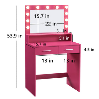 Sunvega Hollywood Style Vanity Desk with Mirror and 11 Lights 3 Modes Large Drawer for Bedroom