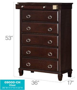 Sunvega Classic Traditional Nightstand in Rich Cappuccino Wood Veneer with Felt Lined Drawers