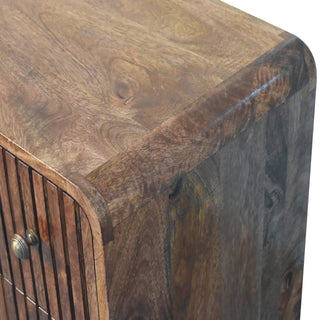 Sunvega Honey Caramel Solid Mango Wood T-Bar Ridged Chest with 3 Drawers
