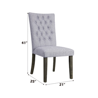 Sunvega Gray Linen and Oak Finish Armless Parson Side Chair Set of 2