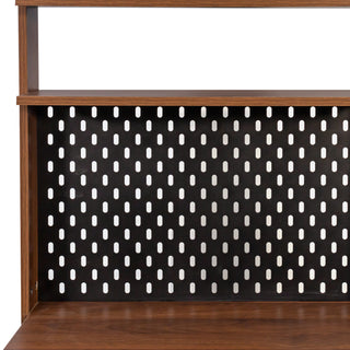 Sunvega Kitchen Pantry Sideboard with Two Sliding Glass Doors and Spacious Countertop