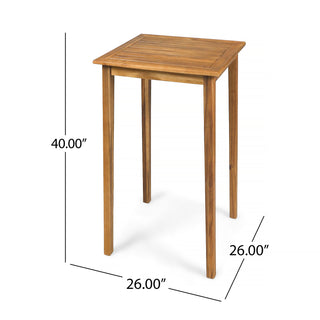 Sunvega Acacia Wood Square Bar Table with Minimalist Design and Dark Gray Finish
