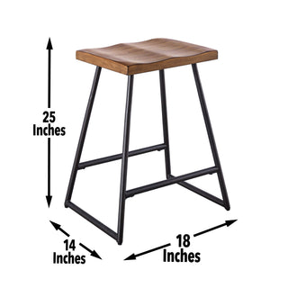 Sunvega Natural Honey Finish Sled Base Backless Counter Stool Set of 2
