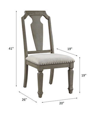 Sunvega Beige Linen and Weathered Oak Finish Armless Side Chair Set of 2