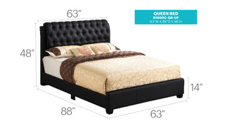 Sunvega Modern Black Queen Bed with Sleek Finish for Bedroom