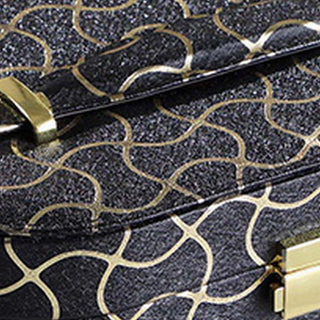 Sunvega Leatherette Travel Jewelry Case with Golden Wavy Pattern