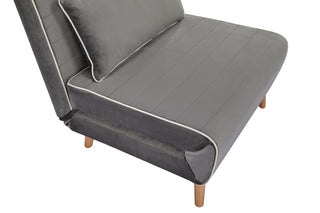 Sunvega Modern Velvet 3-Position Adjustable Sleeper Chair with Piping Design Converts to Bed