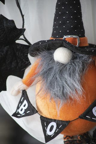Sunvega Handcrafted 4.3x4x26.8 Inch Fabric Sitting Black Gnome With Broomstick