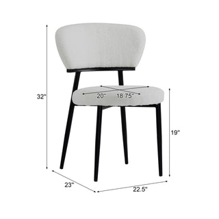 Sunvega Modern Upholstered Dining Chairs with Soft Seat and Metal Legs Set of 2 White