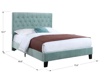 Sunvega Blue California King Upholstered Bed with Transitional Style for Bedroom