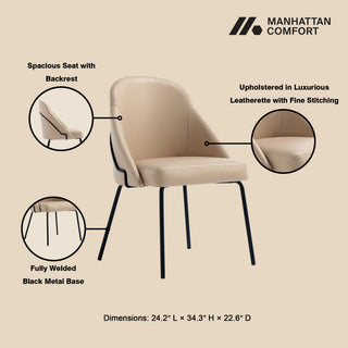 Sunvega Modern Upholstered Leatherette Dining Chair with Gold Steel Frame