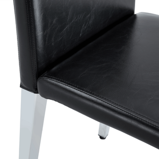Sunvega Black Leather Chairs with Chrome Legs for Modern Minimalist Home Dining Set