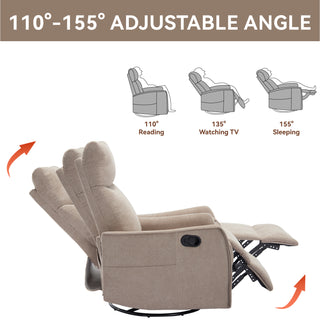 Sunvega Fabric Swivel Rocker Recliner Chair with Massage and Lumbar Heat for Living Room