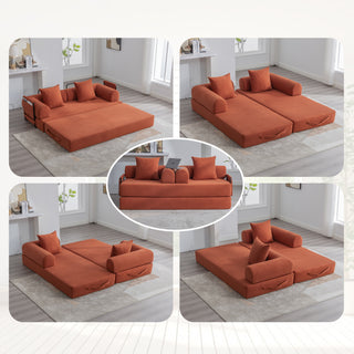 Sunvega Foldable Compressible Sofa with Metal Frame and Cushions for Small Spaces