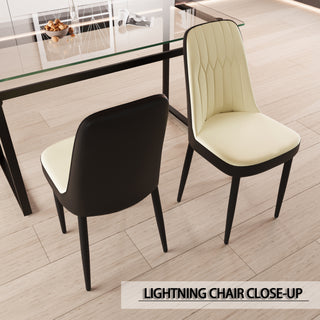 Sunvega Modern PU Leather Dining Chairs with Thick Soft Cushions and Black Metal Legs