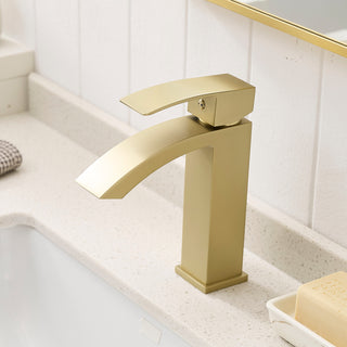 Sunvega Brushed Nickel Single Hole Waterfall Bathroom Sink Faucet with Single Handle