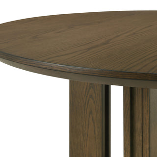 Sunvega Brown Round Counter Height Dining Table with Open Shelf and Angular Legs