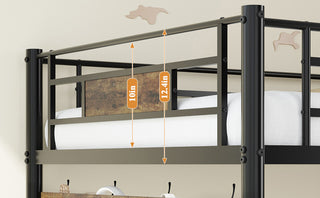 Sunvega Twin Size Loft Bed Frame with Storage Desk and Power Outlet