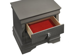 Sunvega Blaze Modern White Wood Nightstand with Two Drawers and Textured Finish