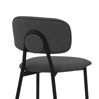 Sunvega Gray Faux Leather and Metal Counter Height Bar Stool with Footrest