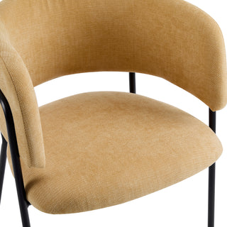 Sunvega Modern Upholstered Arm Dining Chair with Soft Seat and Metal Legs Set of 2