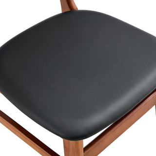 Sunvega Solid Wood Dining Chair with Upholstered Seat and PU Cushion for Restaurant