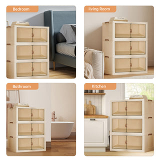 Sunvega Stackable Storage Bins with Front Access Doors for Bedroom Clothes