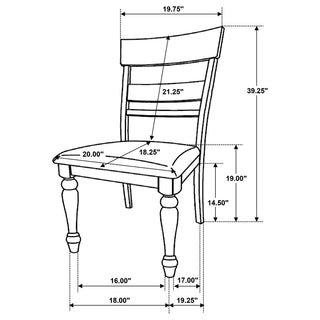 Sunvega Mango Oak Wood Dining Side Chair Set of 2 with Foam-Padded Seats