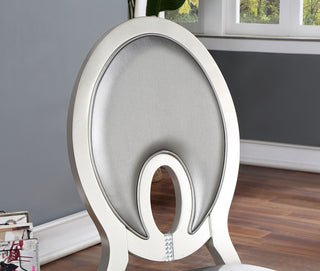 Sunvega Silver Leatherette Upholstered Dining Chairs with Keyhole Back and Mirror Accents